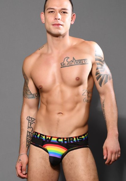 Rainbow Arch Mesh Brief w/ Almost Naked - gay pride celebration