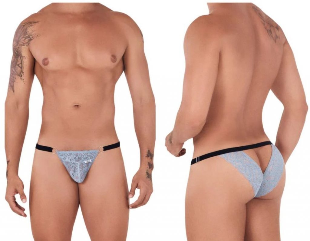CandyMan 99503 Peekaboo Lace Bikini Color Gray - Men's Bikini Underwear