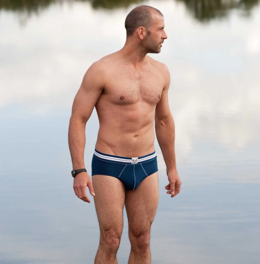 Navy brief - white stitching - Men's Sexy Underwear