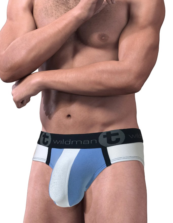 Big Boy Pouch Brief with Blue/White Stripe