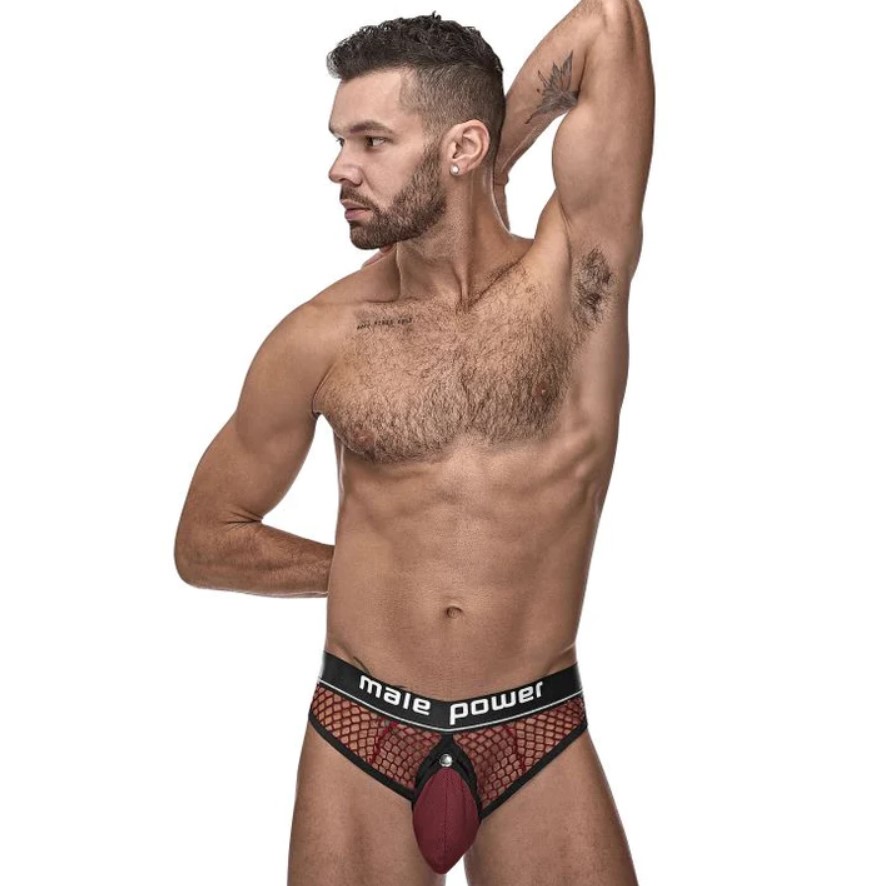 Male Power 410-260 Cockpit C-Ring Thong Color Burgundy

