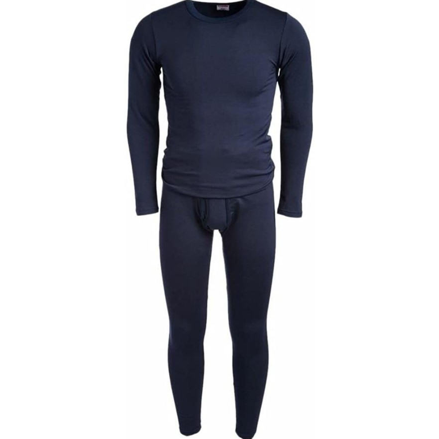 BILLIONHATS 2pc Thermal Sets For Men, Base Layer Long Johns Underwear, Top & Bottom, Cotton, Solid Colors (X-Large, 12 Pack Navy Blue)
