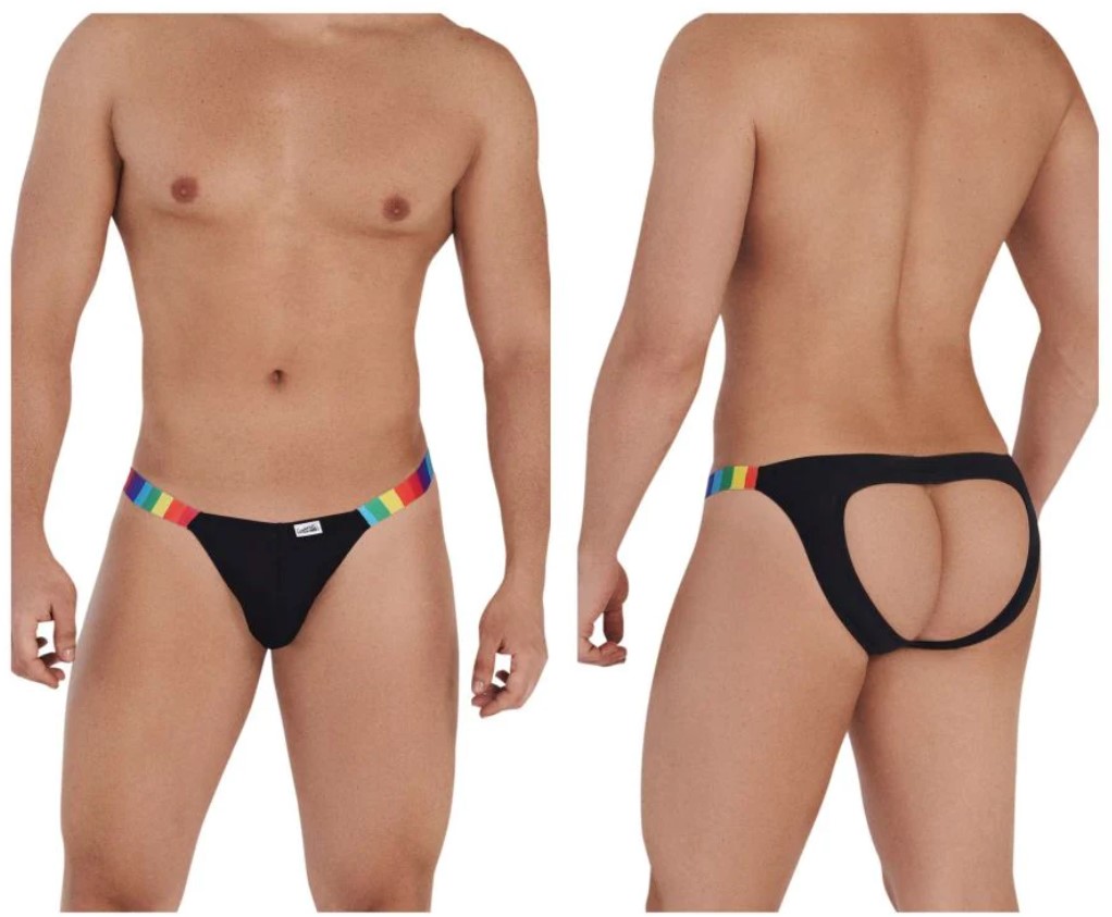 CandyMan 99536 Bikini Jockstrap Color Black-Rainbow
