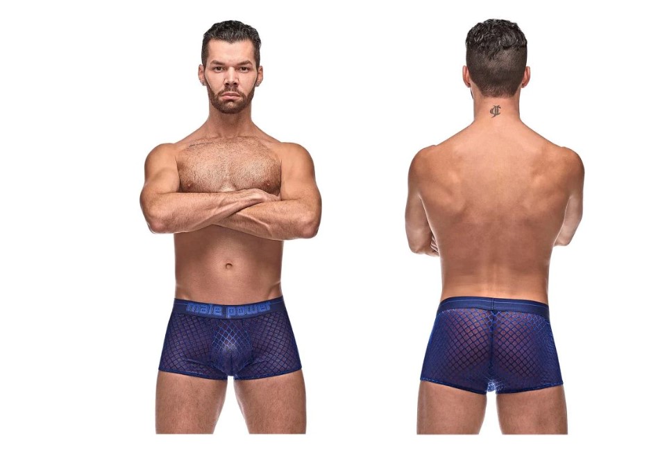 Male Power 145-264 Diamond Mesh Mini Short Color Navy - Men’s Boxer Briefs
