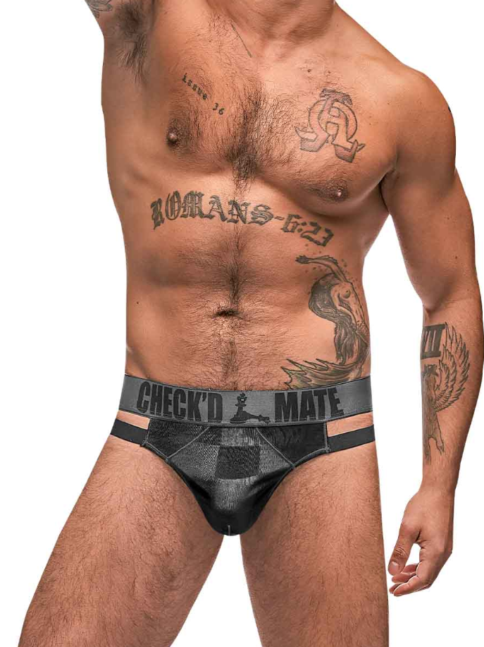 Checked Mate Cutout Thong - men's underwear

