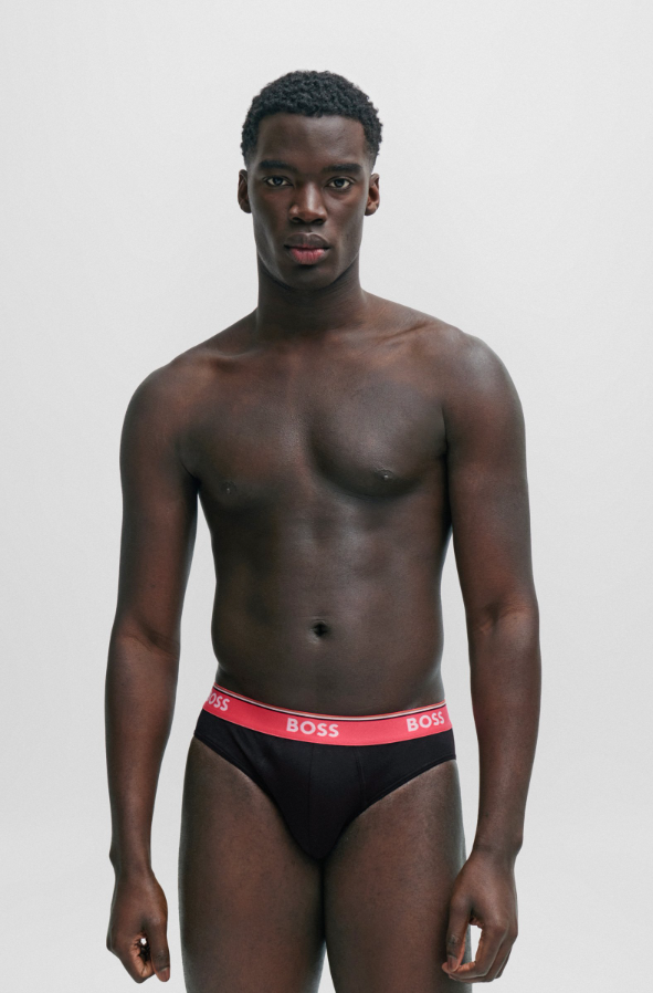 THREE-PACK OF STRETCH-COTTON BRIEFS WITH LOGO WAISTBANDS

