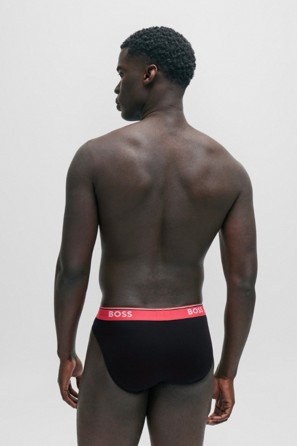 THREE-PACK OF STRETCH-COTTON BRIEFS WITH LOGO WAISTBANDS
